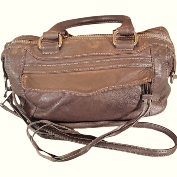 Rebecca Minkoff Small Soft Brown/Tan Distressed Leather Satchel Handbag - Picture 1 of 11